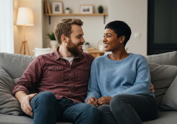 คู่รักเพลิดเพลินกับช่วงเวลาคุณภาพแบบไร้อุปกรณ์ที่บ้าน