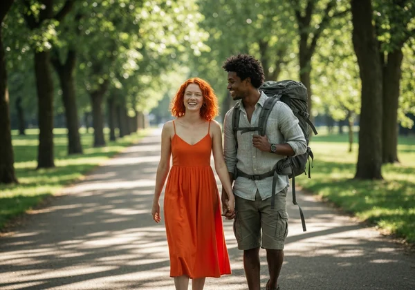 Couple expressing physical touch love language, holding hands