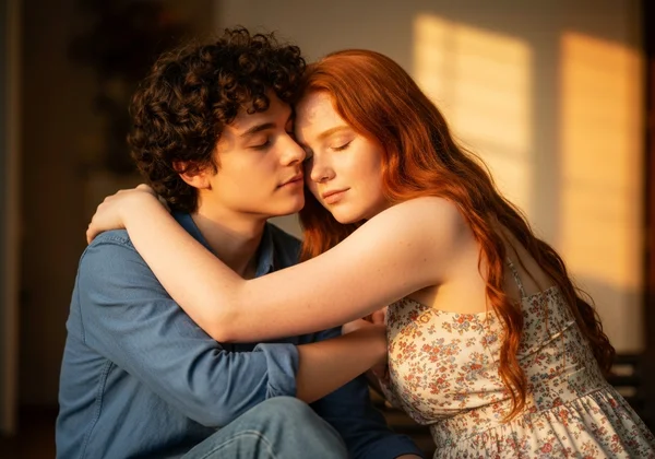 Two people in a comforting hug, showing emotional bond