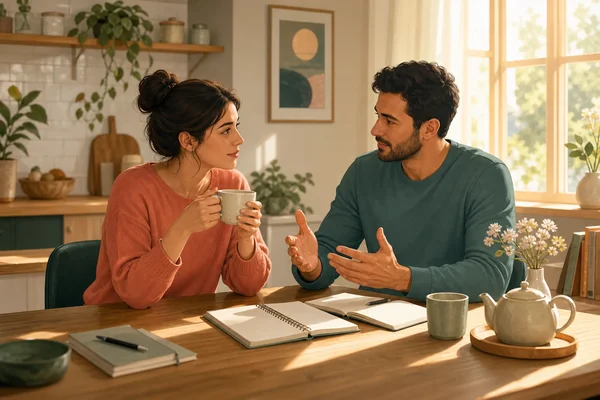 Couple discussing love languages